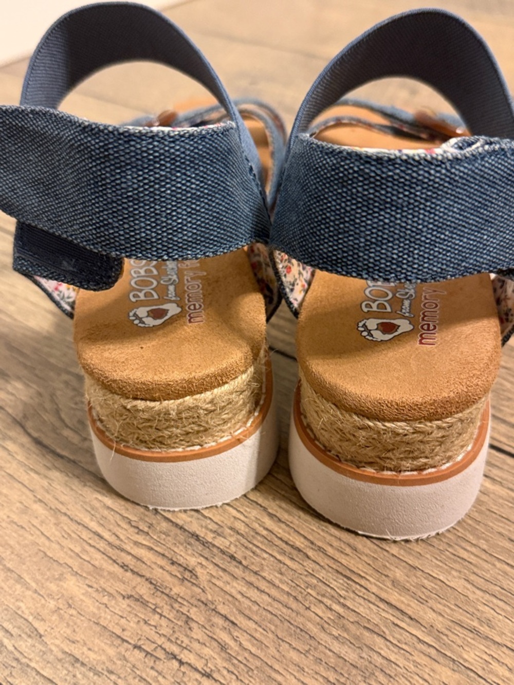Bobs from Sketchers Memory Foam Denim Blue Crisscross Buckle Sandals - Picture 5 of 10